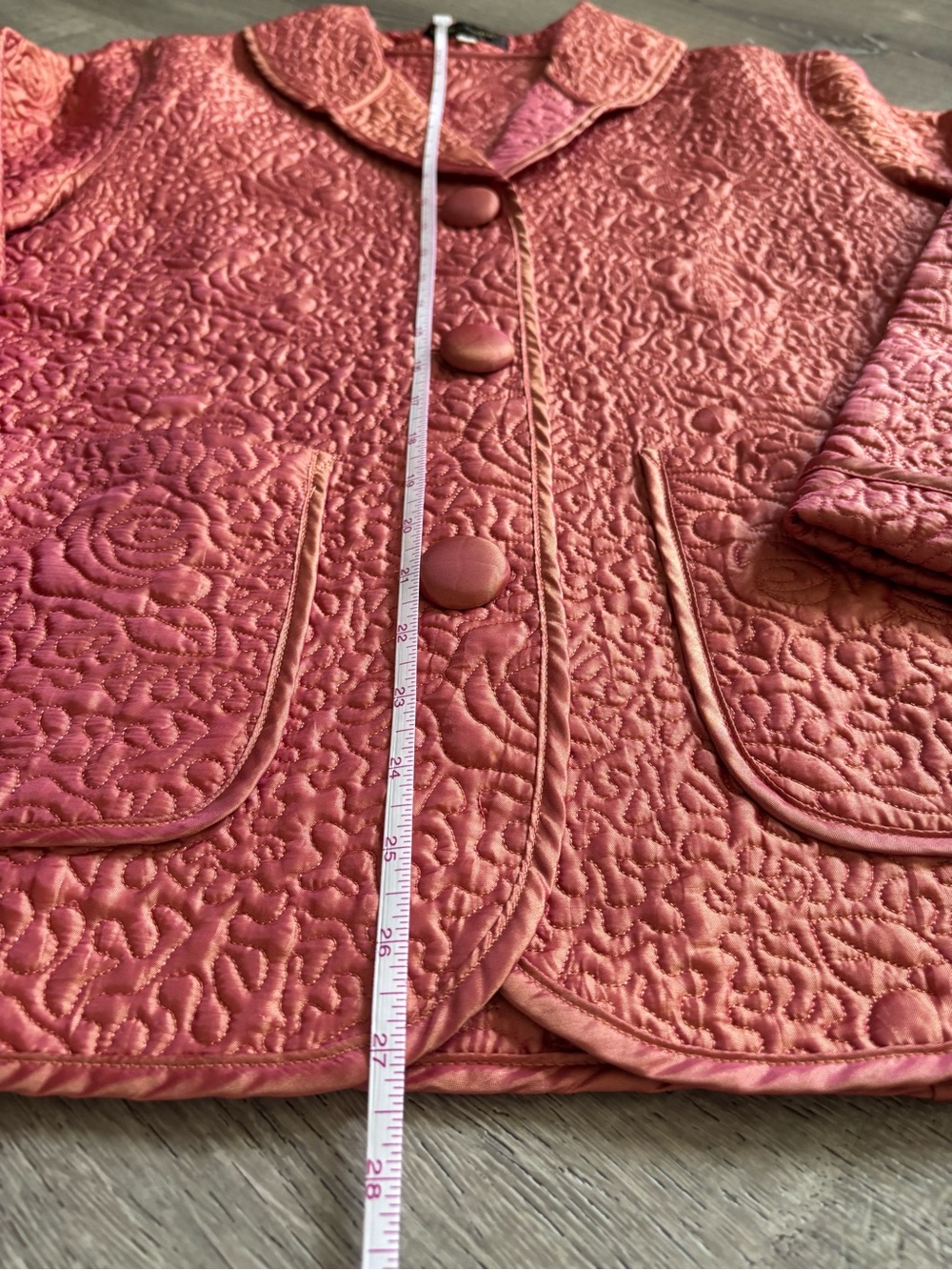 Metallic Quilted Rose-Pattern Pink Jacket - Picture 3 of 4